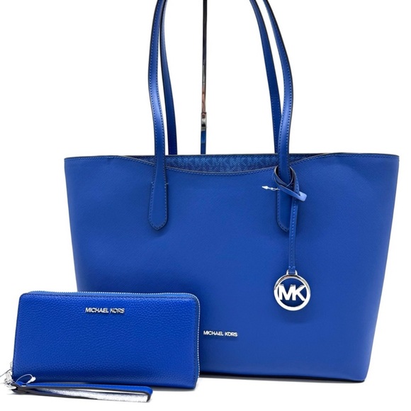 Michael Kors Arden Large Leather Tote Bag & Matching Continental Wallet Galaxy